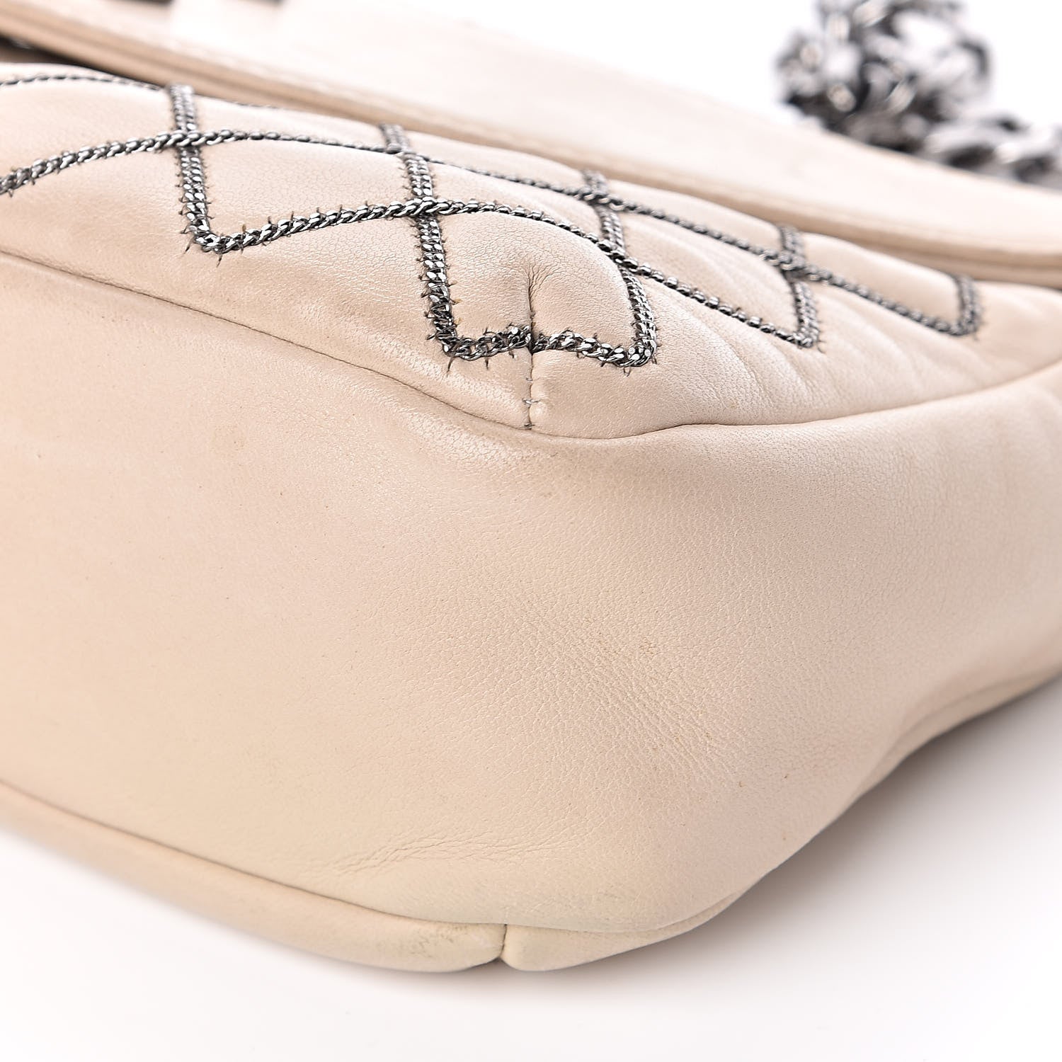 Chanel Lambskin Chain Stitch Clutch Beige 10 of 15