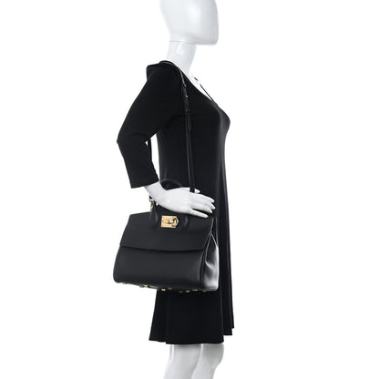 Salvatore Ferragamo Calfskin Medium Studio Bag Black 2 of 11