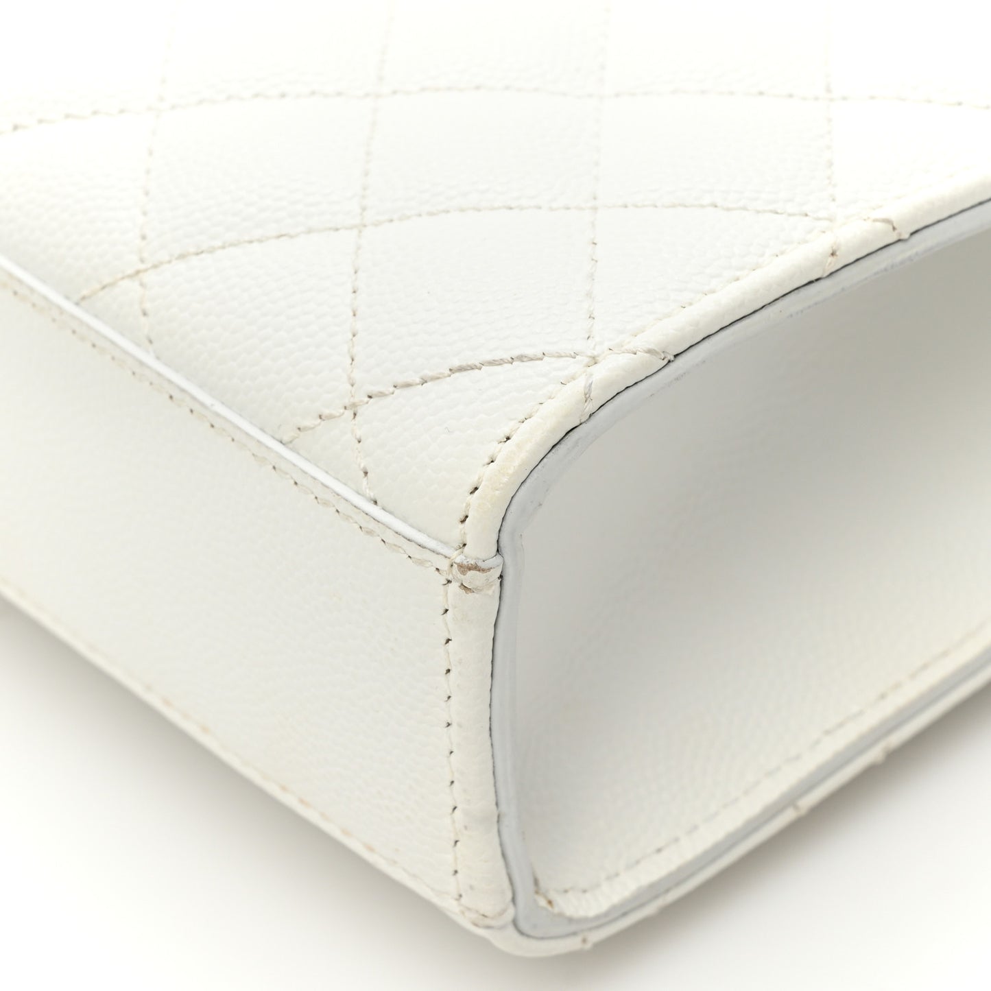 Grain De Poudre Textured Mixed Matelasse Medium Triquilt Monogram Satchel White