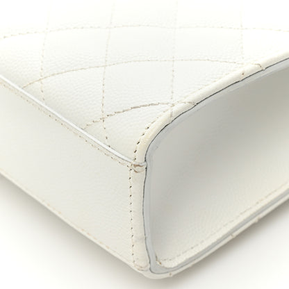 Saint Laurent Grain De Poudre Textured Mixed Matelasse Medium Triquilt Monogram Satchel White 15 of 20