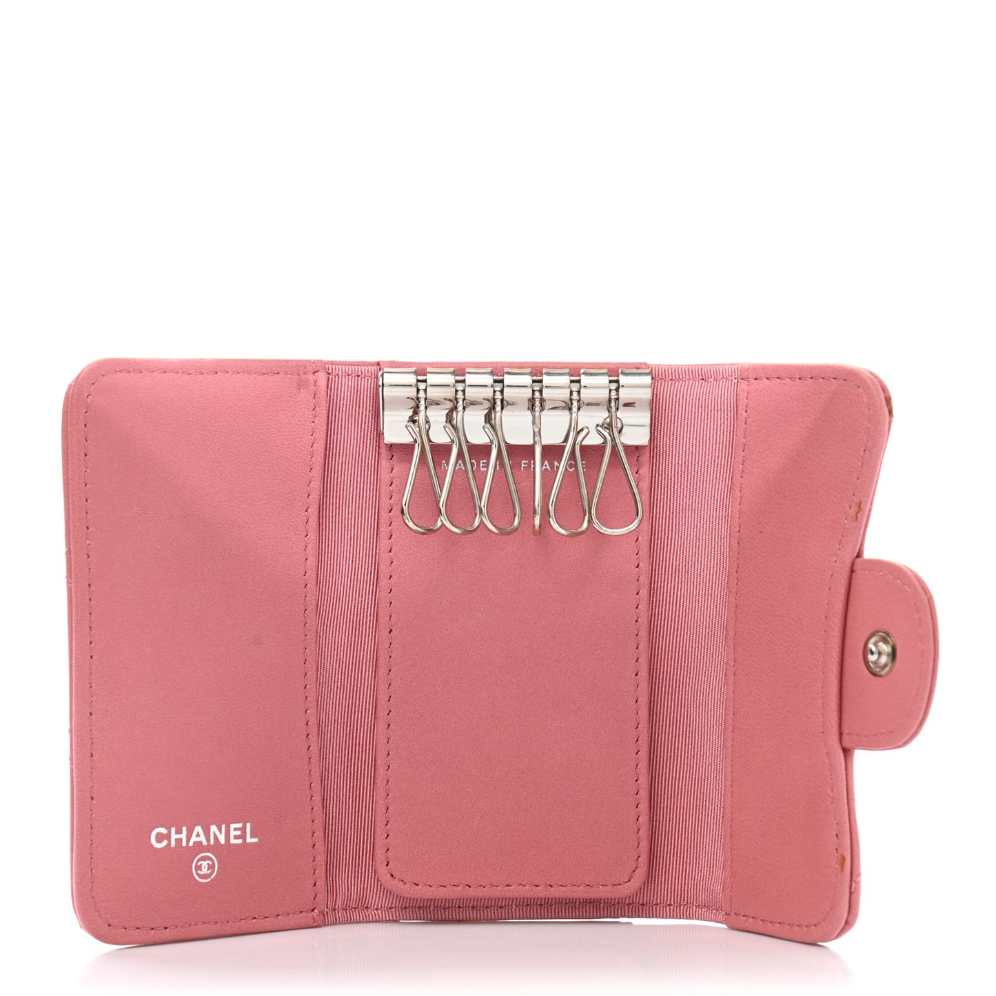 Lambskin Quilted 6 Key Holder Pink