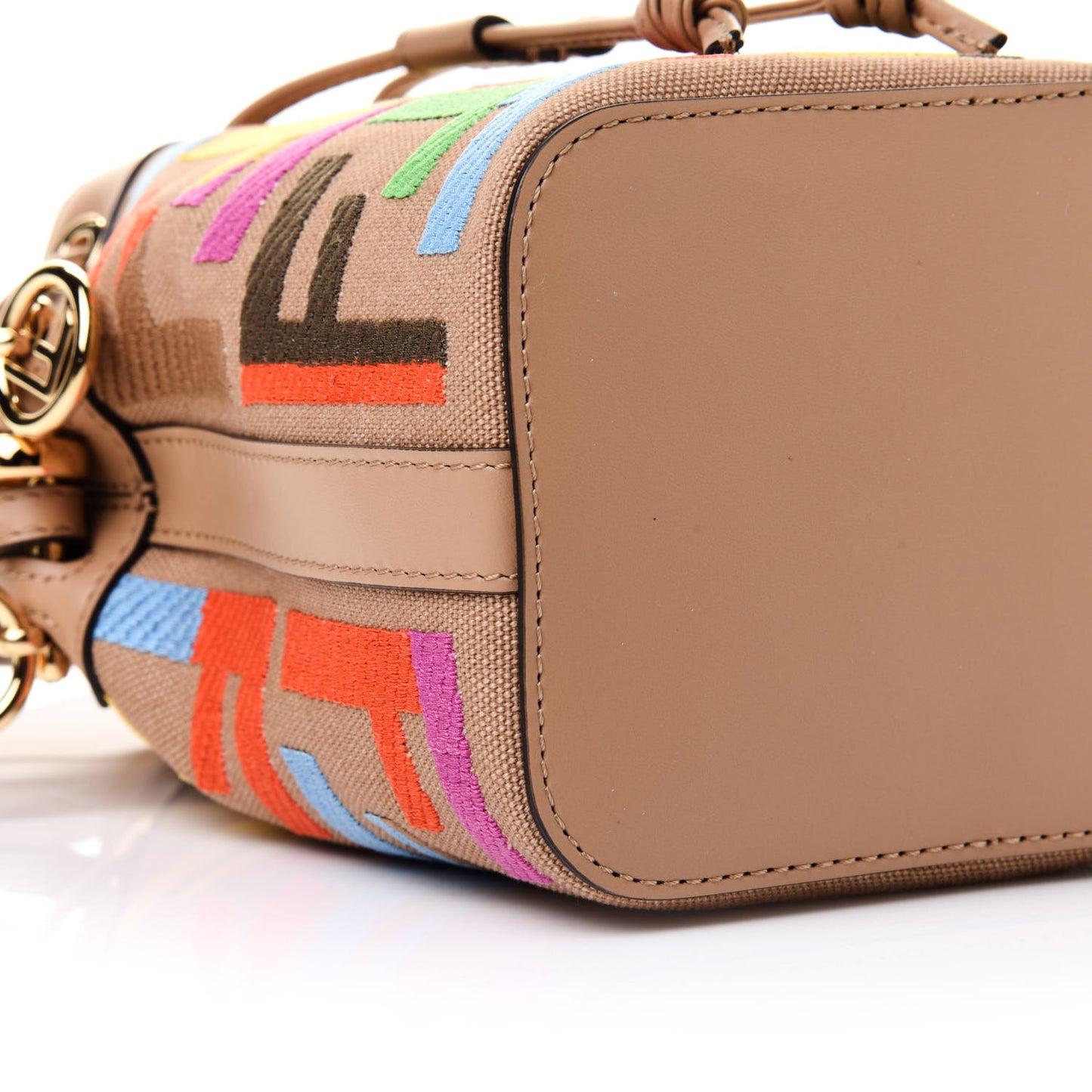 Canvas Vitello King F is Fendi FF Multicolor Embroidered Mini Mon Tresor Bucket Bag Multicolor Cuoio