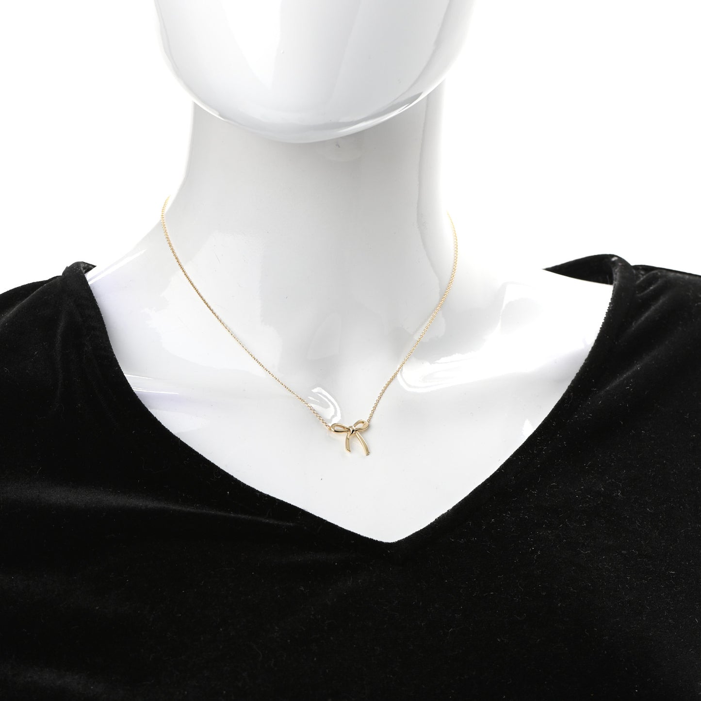 18K Yellow Gold Mini Bow Pendant Necklace
