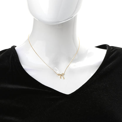 Tiffany 18K Yellow Gold Mini Bow Pendant Necklace 2 of 6