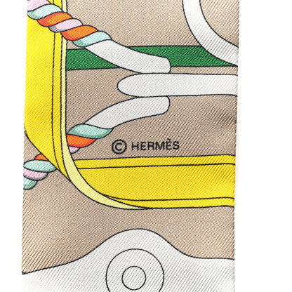 Hermes Silk Panoplie Equestre Twilly Beige Jaune Vif Or 4 of 4