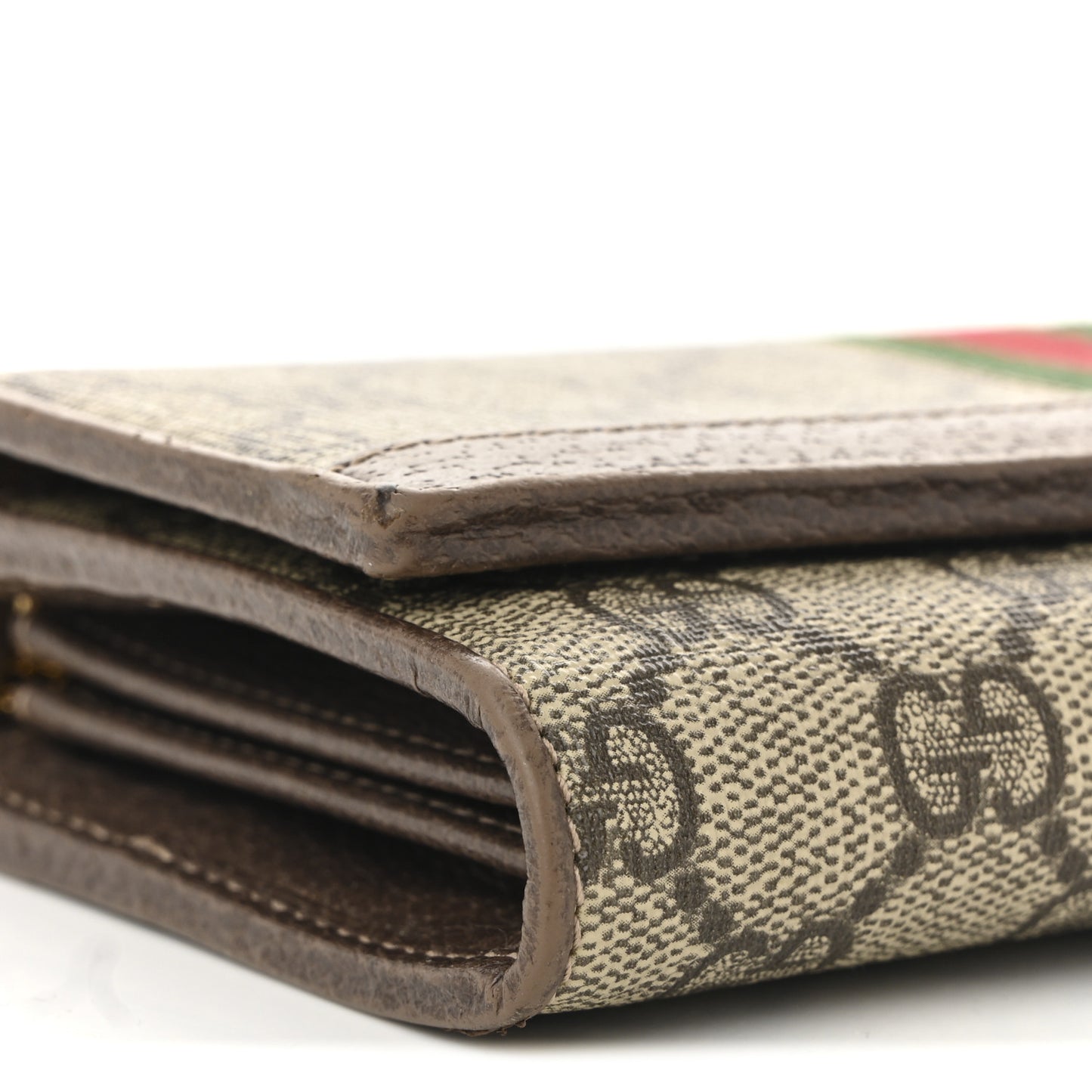 GG Supreme Monogram Web Ophidia Wallet On Chain Brown