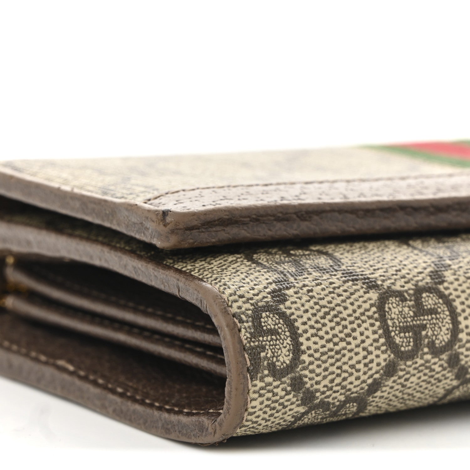 Gucci GG Supreme Monogram Web Ophidia Wallet On Chain Brown 9 of 12