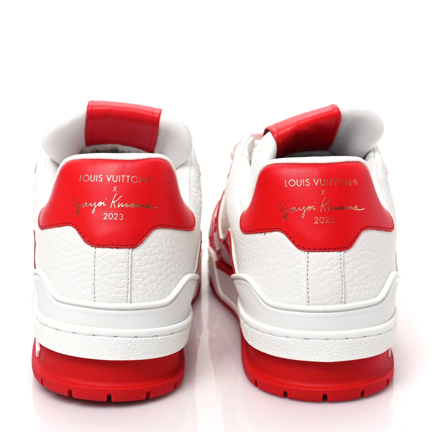 Louis Vuitton LV X YK Calfskin Printed Mens Infinity Dots Trainer Sneakers 6 White Red 5 of 8