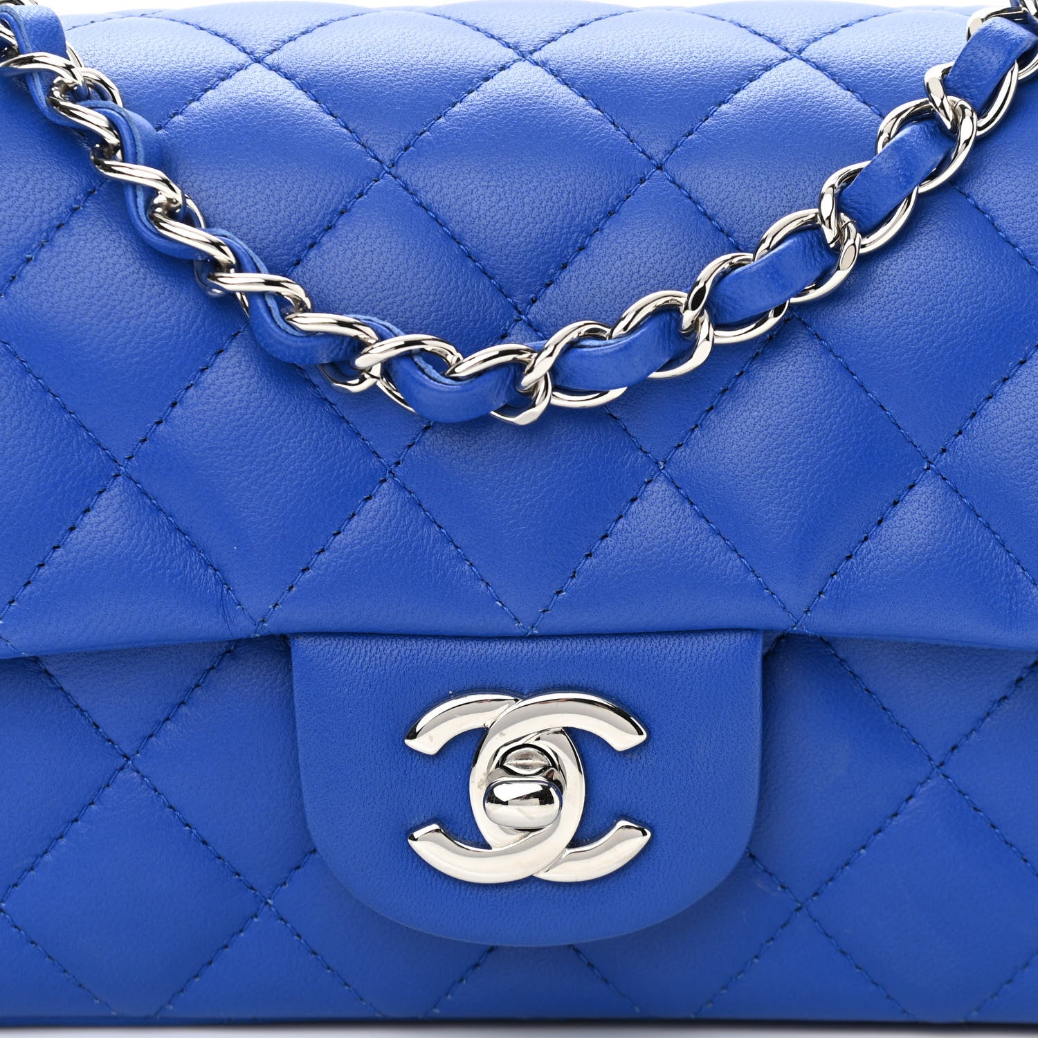 Chanel Lambskin Quilted Mini Rectangular Flap Royal Blue 8 of 10