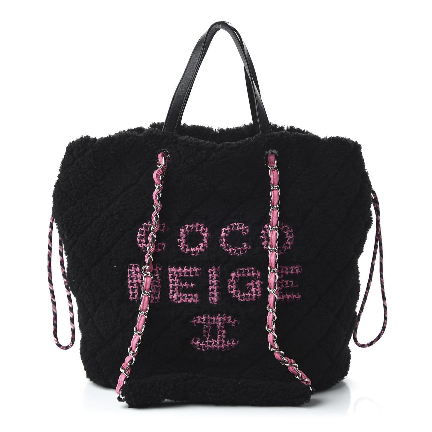 Shearling Sheepskin Large Coco Neige Tote Black