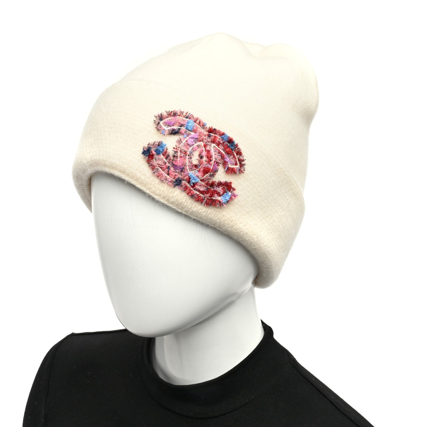 Cashmere CC Beanie Hat White Pink