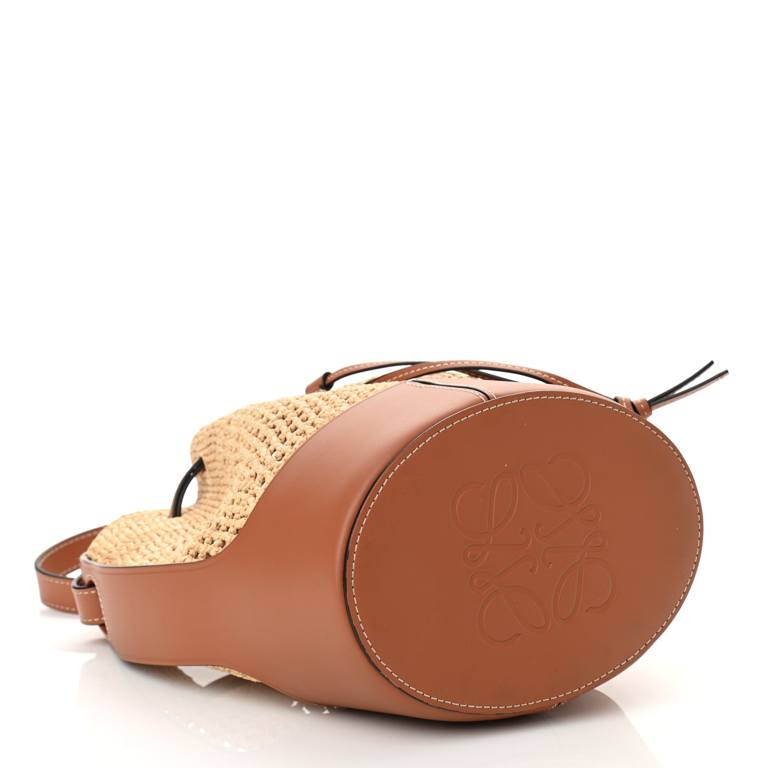 Loewe Raffia Calfskin Balloon Bucket Bag Natural Tan 4 of 10