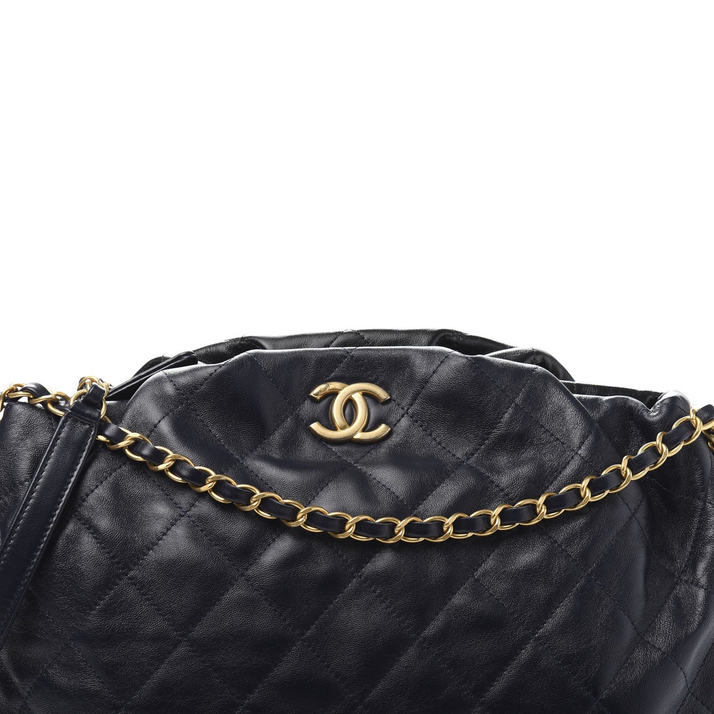 Calfskin Quilted Coco Shelter Bowling Bag Navy