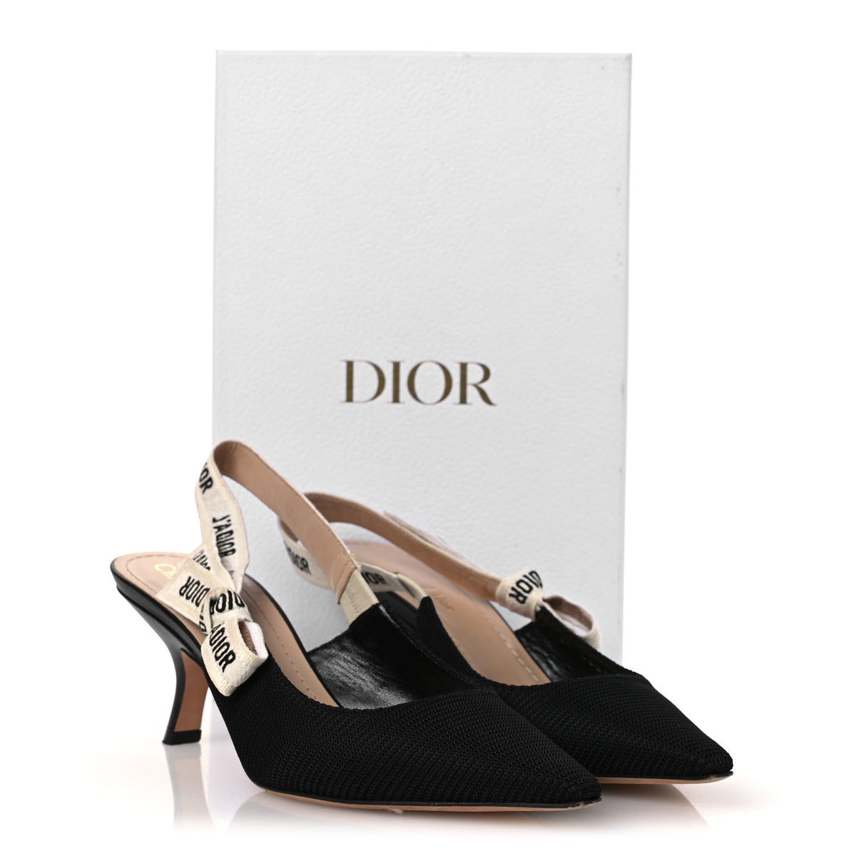 Technical Canvas Ribbon J Adior Slingback 65mm Pumps 39.5 Black