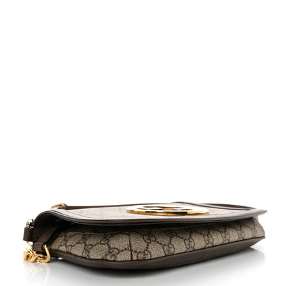 Gucci GG Supreme Monogram Textured Dollar Calfskin Blondie Chain Shoulder Flap Bag Beige Ebony New Acero 4 of 10