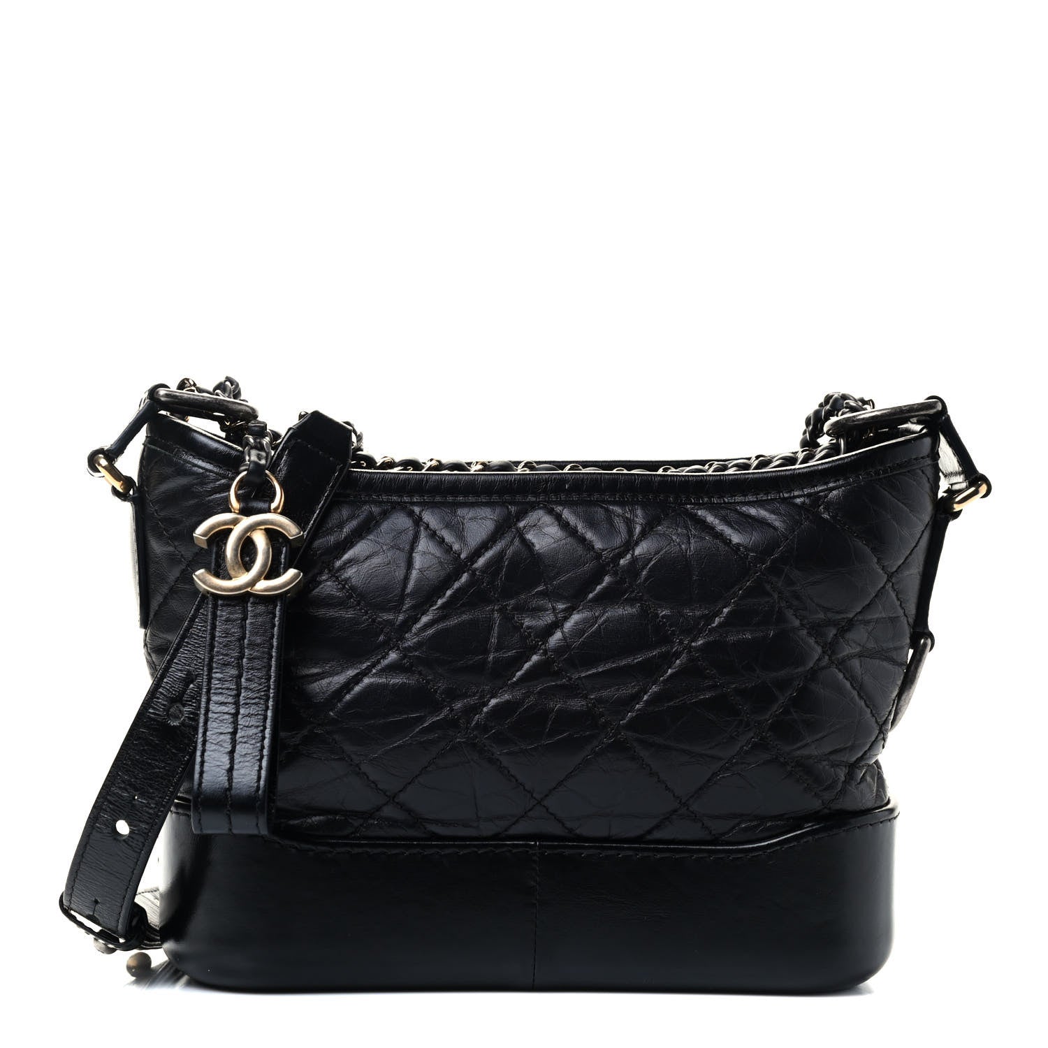 Chanel Aged Calfskin Quilted Small Gabrielle Hobo Black 2 of 8