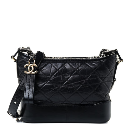 Chanel Aged Calfskin Quilted Small Gabrielle Hobo Black 2 of 8