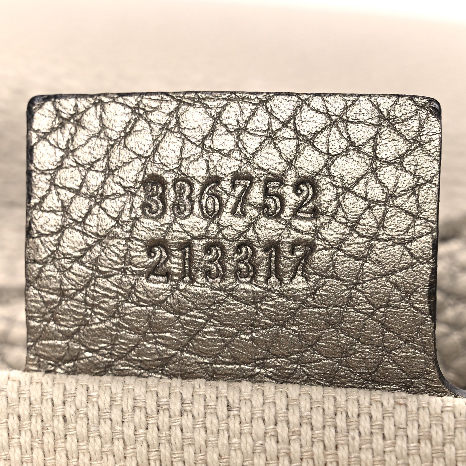 Gucci Metallic Pebbled Calfskin Medium Soho Flap Crossbody Golden Beige 7 of 13