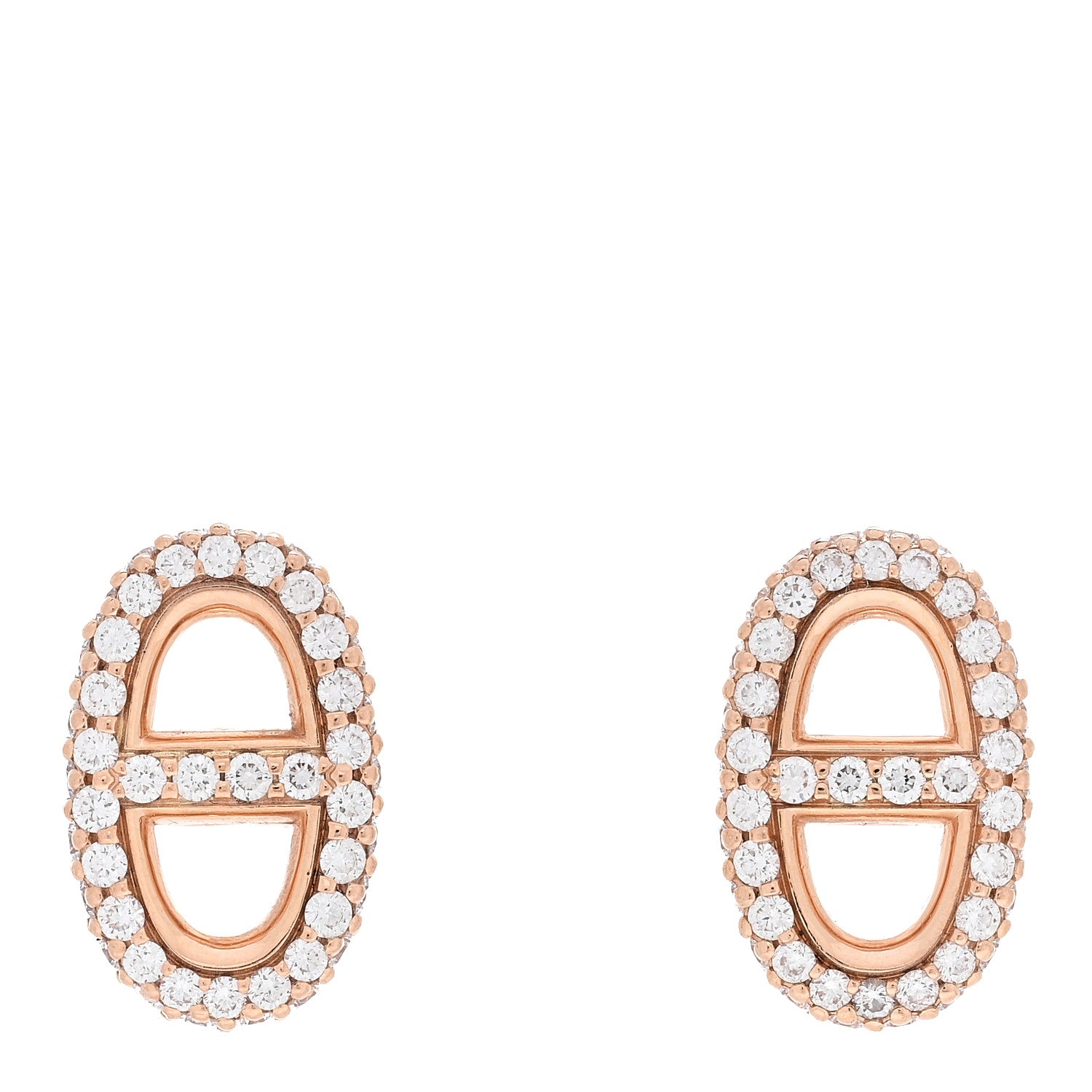 Hermes 18K Rose Gold Diamond New Farandole Earrings 1 of 5