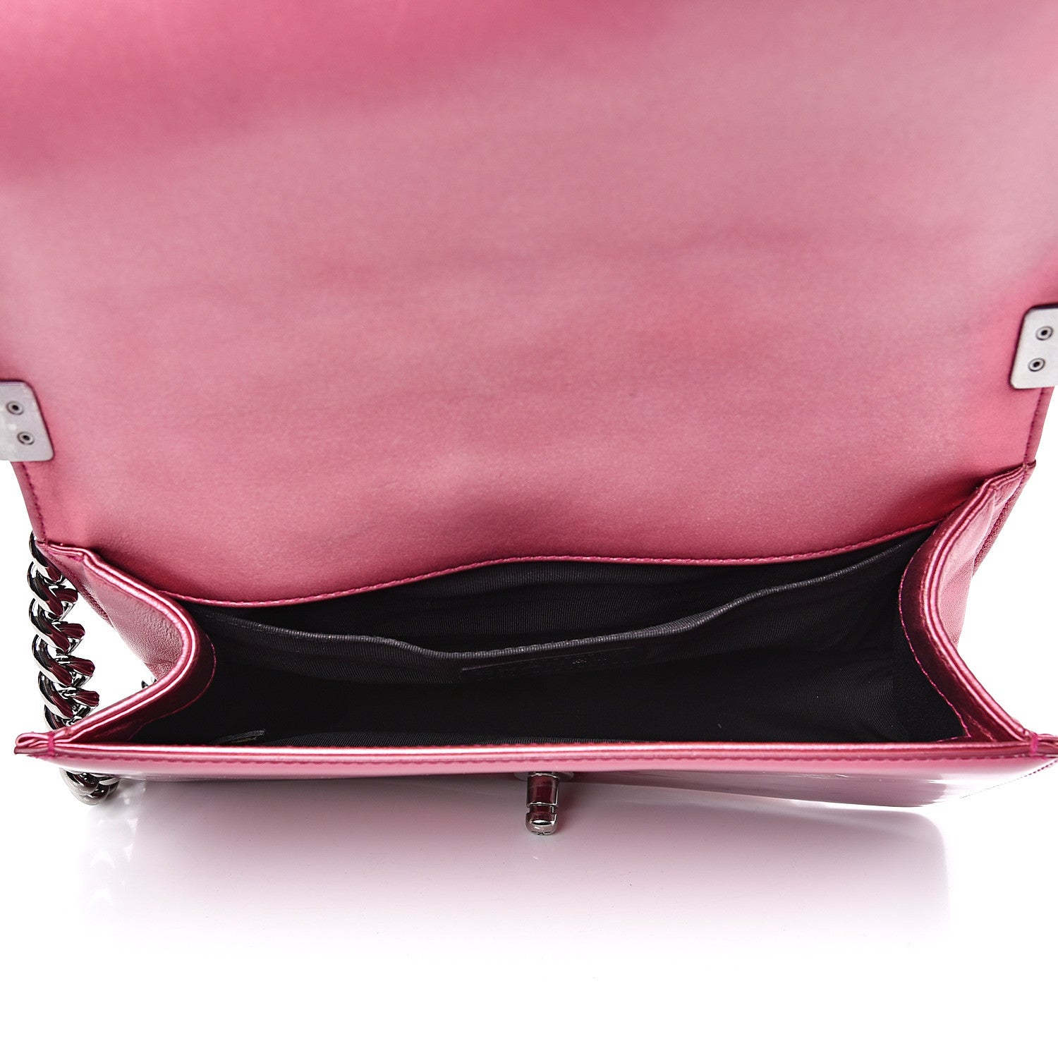 Chanel Metallic Patent Calfskin Quilted Medium Boy Flap Pink 4 of 17