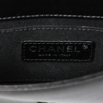 Chanel Plexiglass Patent Mini Striped Boy Brick Flap Black White 6 of 10