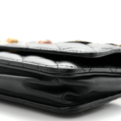 Chanel Aged Calfskin Quilted Lucky Charms 2.55 Reissue Wallet On Chain WOC Black 10 of 15