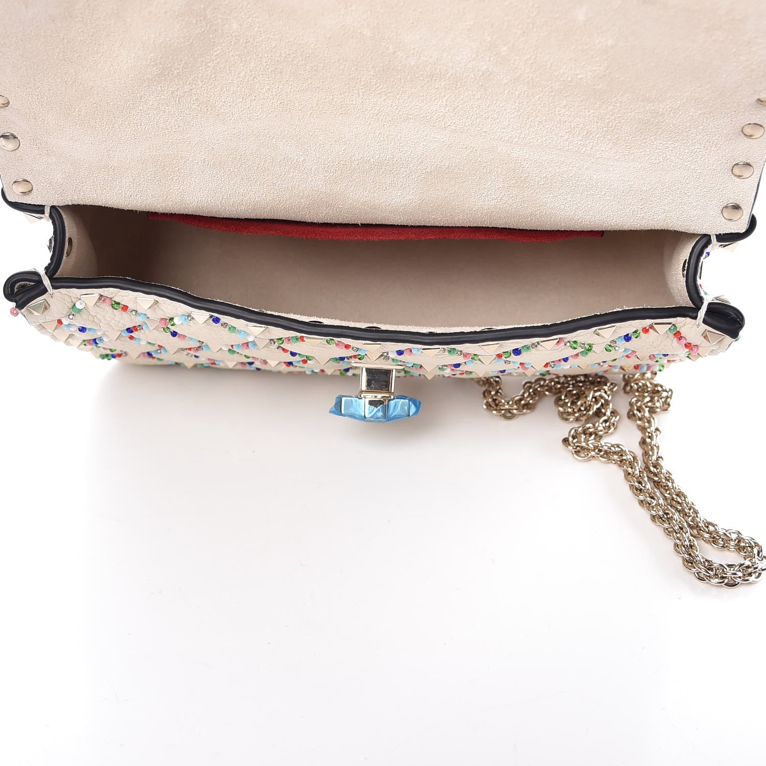 Valentino Garavani Grained Calfskin Beaded Small Rockstud Spike Shoulder Bag Multicolor 5 of 9