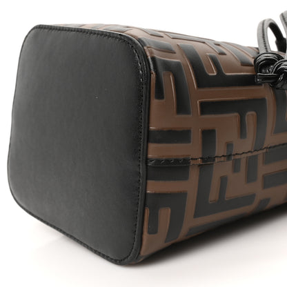 Fendi Vitello Liberty F is Fendi Bi-Color FF 1974 Embossed Mini Mon Tresor Bucket Bag Maya Black 10 of 10