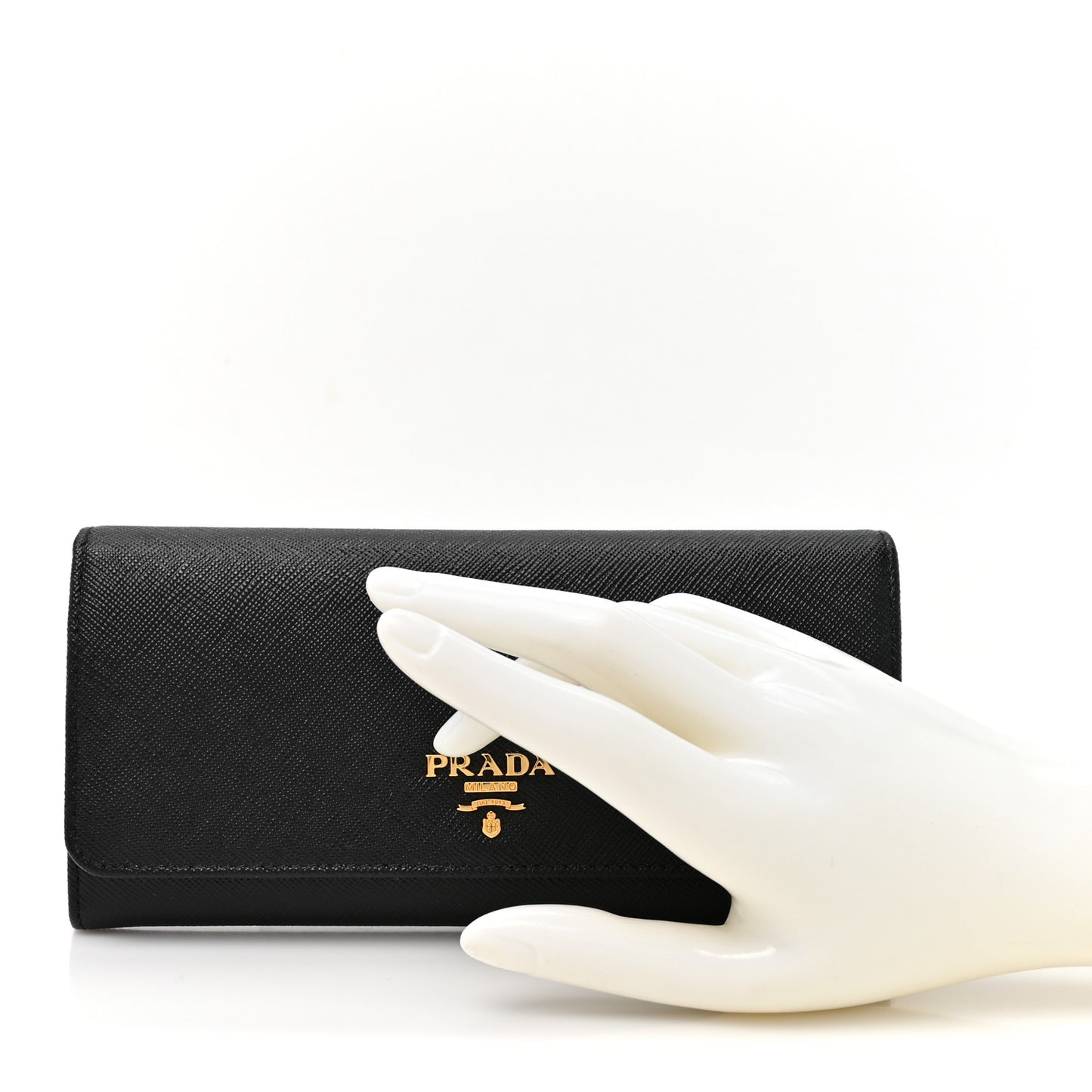 Saffiano Metal Continental Flap Wallet Black