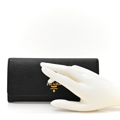 Prada Saffiano Metal Continental Flap Wallet Black 3 of 10