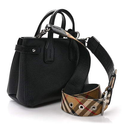 Burberry Derby Calfskin House Check Small Banner Tote Black 3 of 12