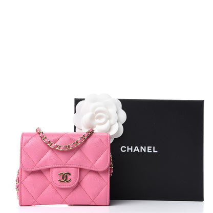 Chanel Caviar Quilted Flap Card Holder On Chain Pink 8 of 8