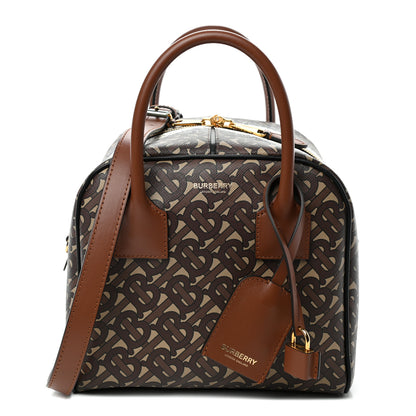 Burberry E-canvas Monogram Stripe Small Cube Bowling Bag Bridle Brown 1 of 4