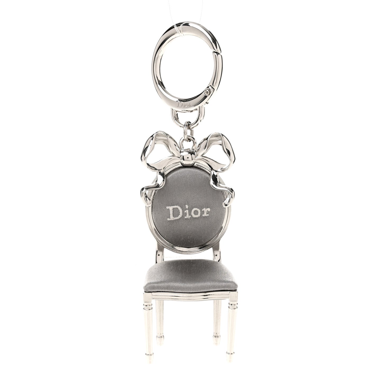 Metal Satin Icon Chair Bag Charm Silver Grey
