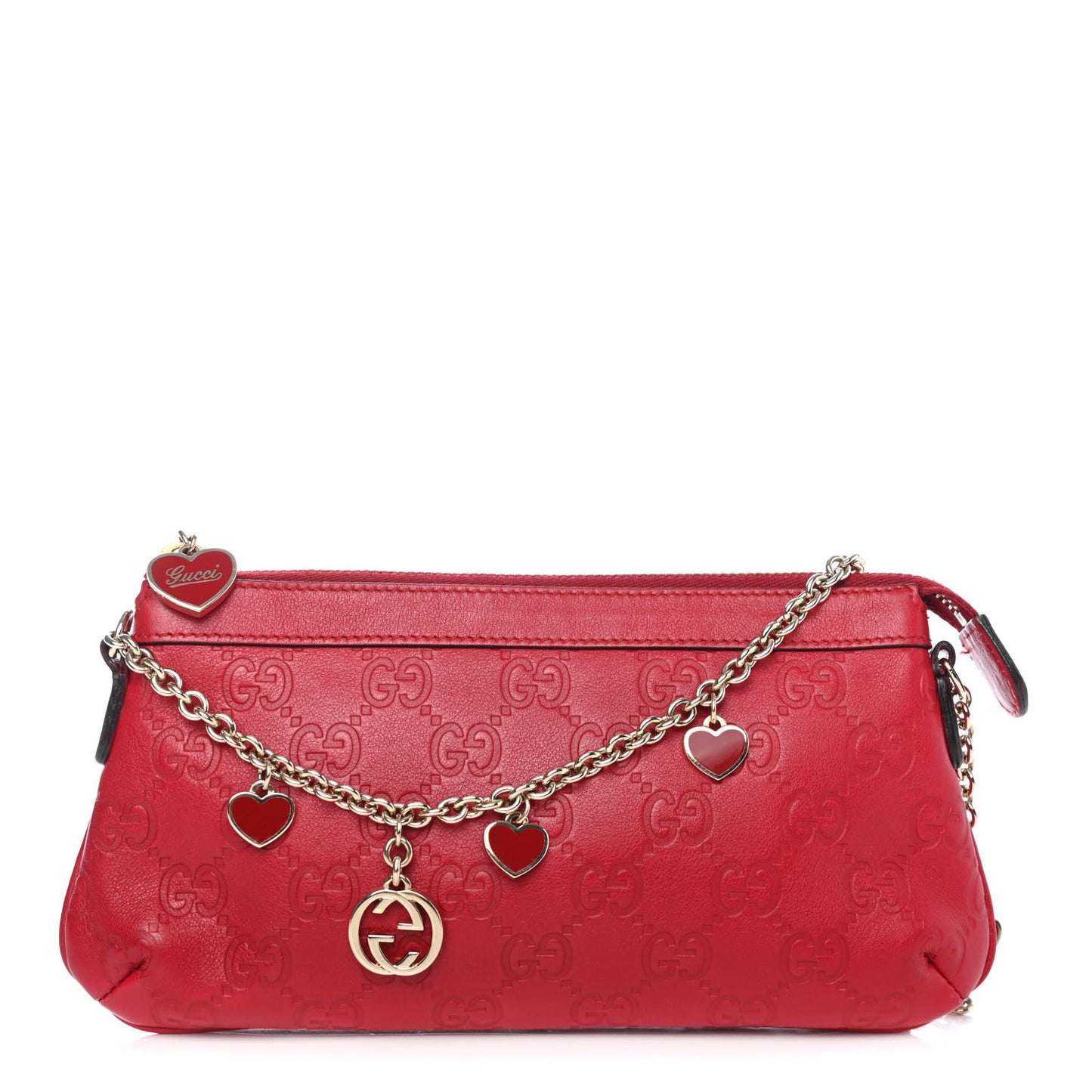 Guccissima Heart Chain Pochette Red