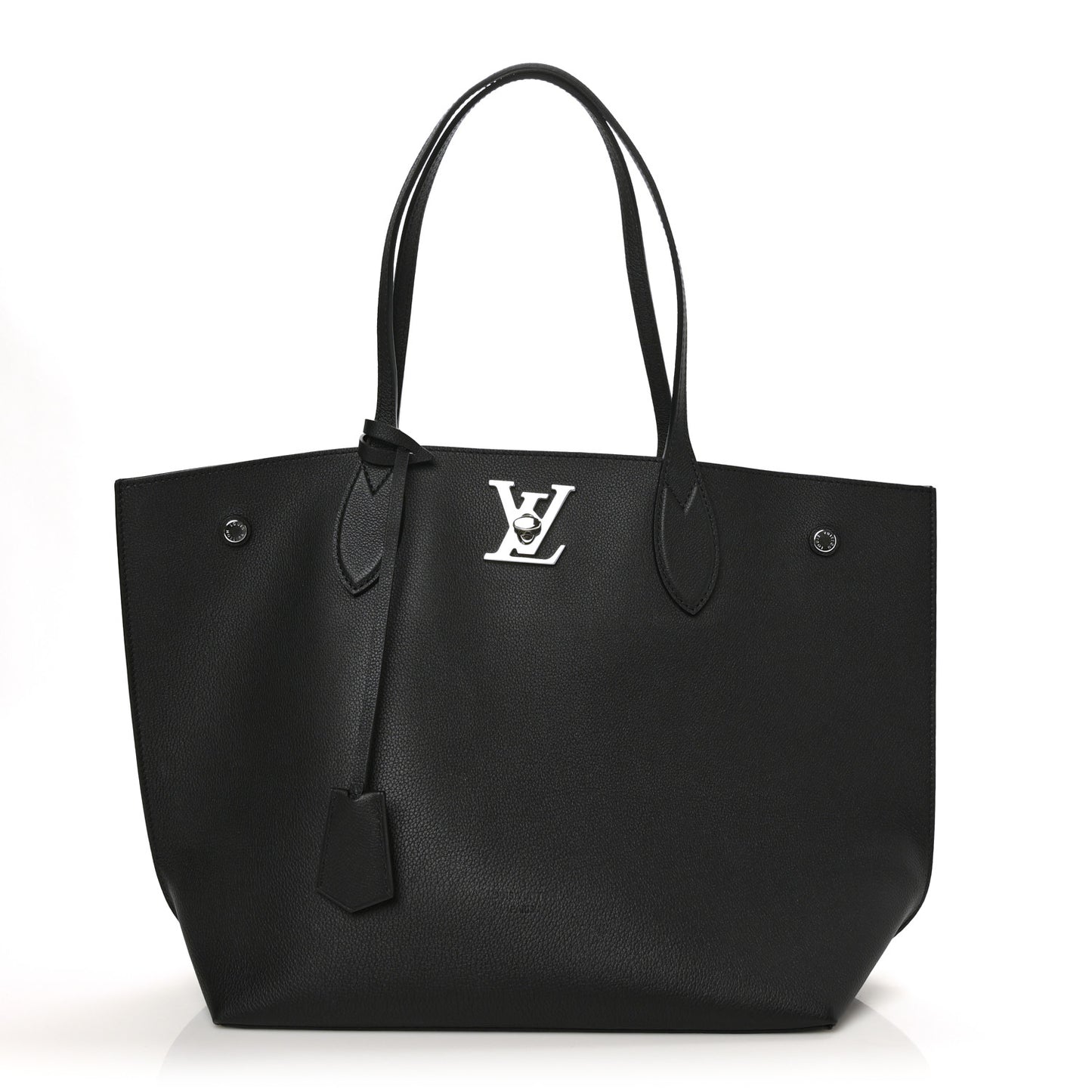 Calfskin Lockme Go Tote Black