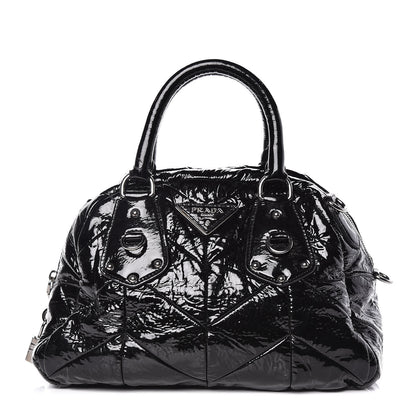 Prada Vernice Chevron Dome Satchel Black 1 of 12