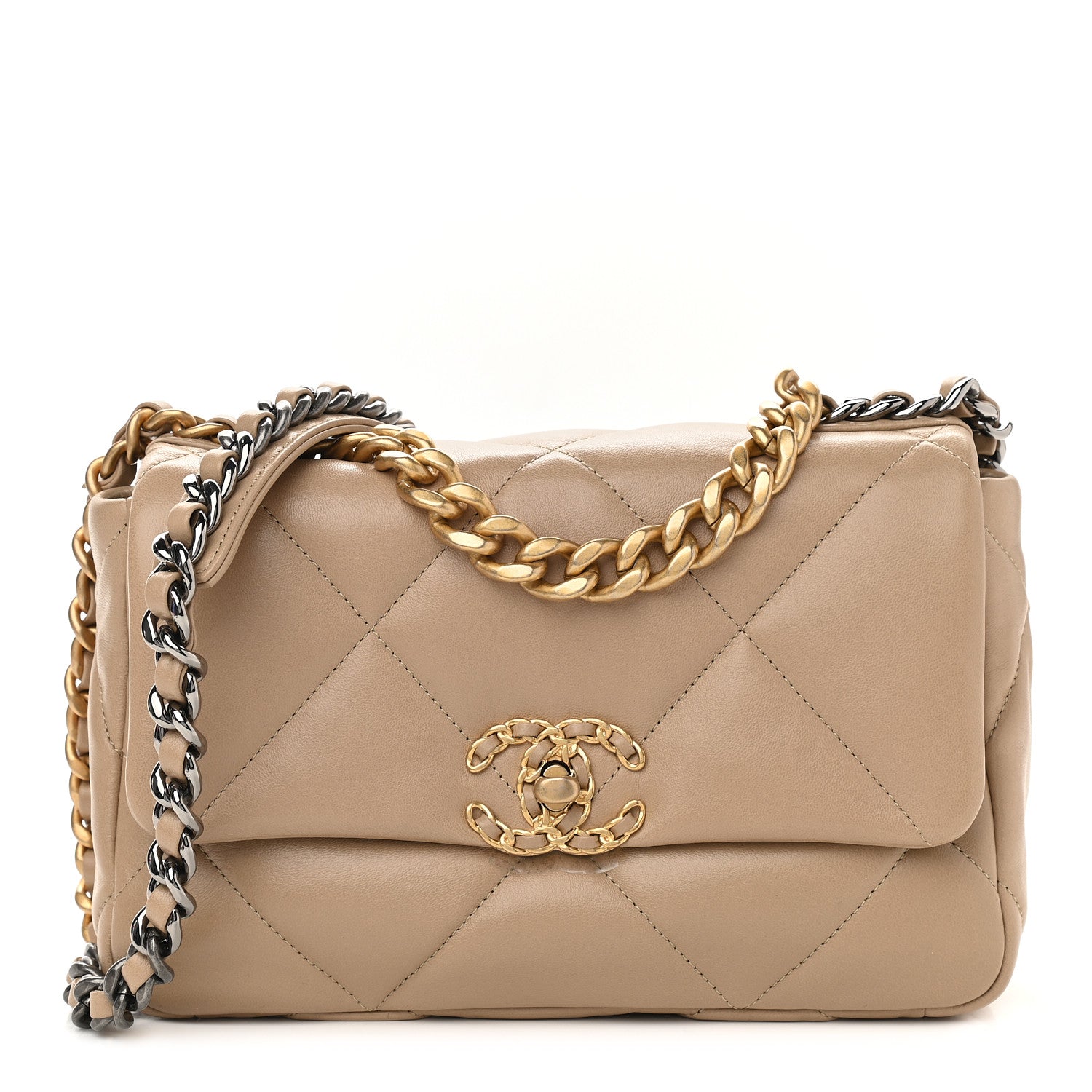 Chanel Lambskin Quilted Medium Chanel 19 Flap Dark Beige 1 of 8