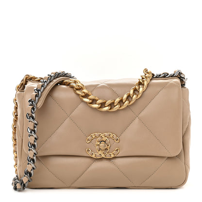 Chanel Lambskin Quilted Medium Chanel 19 Flap Dark Beige 1 of 8
