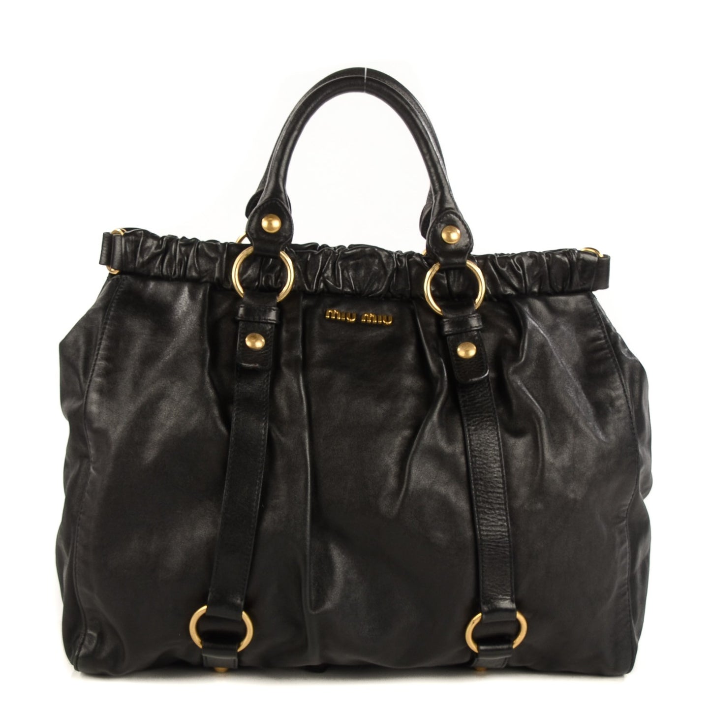 Vitello Lux Gathered Tote Black