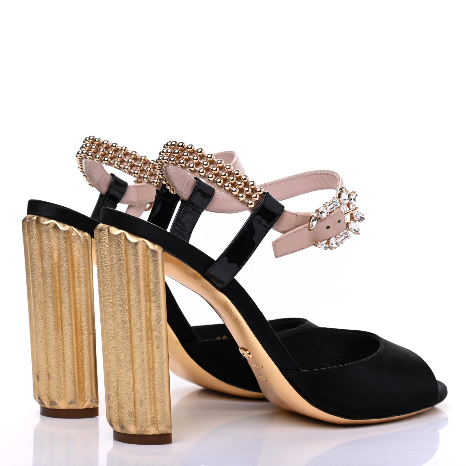 Christian Dior Satin Crystal Embellished Ankle Strap Sandals 39.5 Black 4 of 21