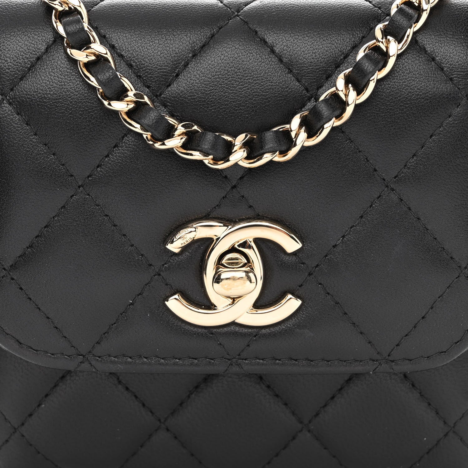 Chanel Lambskin Quilted Mini Trendy CC Chain Wallet Black 7 of 11