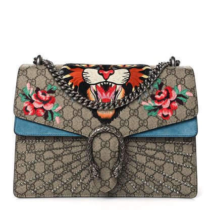Gucci GG Supreme Monogram Angry Cat Embroidered Medium Dionysus Shoulder Bag Beige Ultramarine 1 of 10