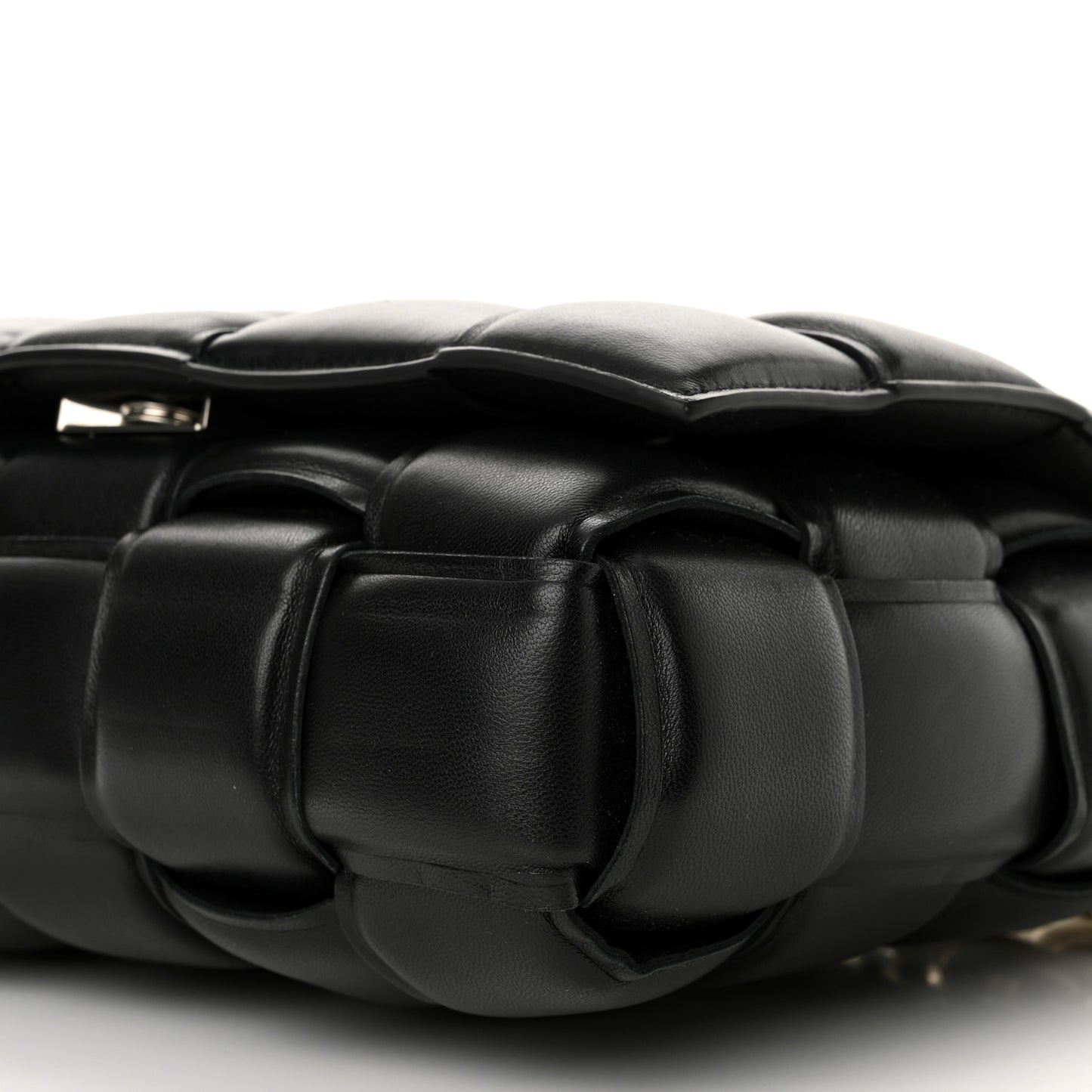 Lambskin Maxi Intreccio Padded Chain Cassette Crossbody Bag Black