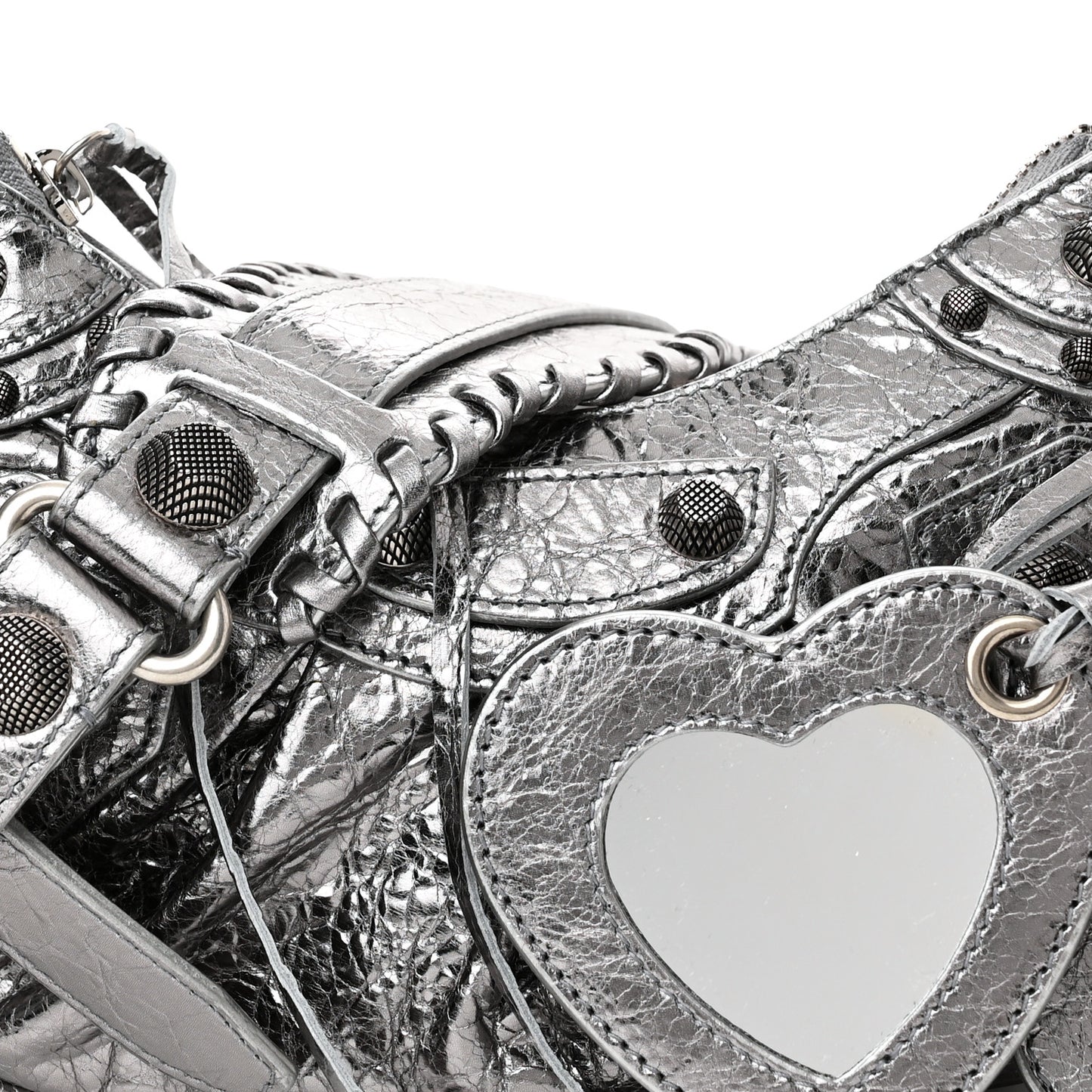 Metallic Agneau Arena Le Cagole Shoulder Bag XS Silver