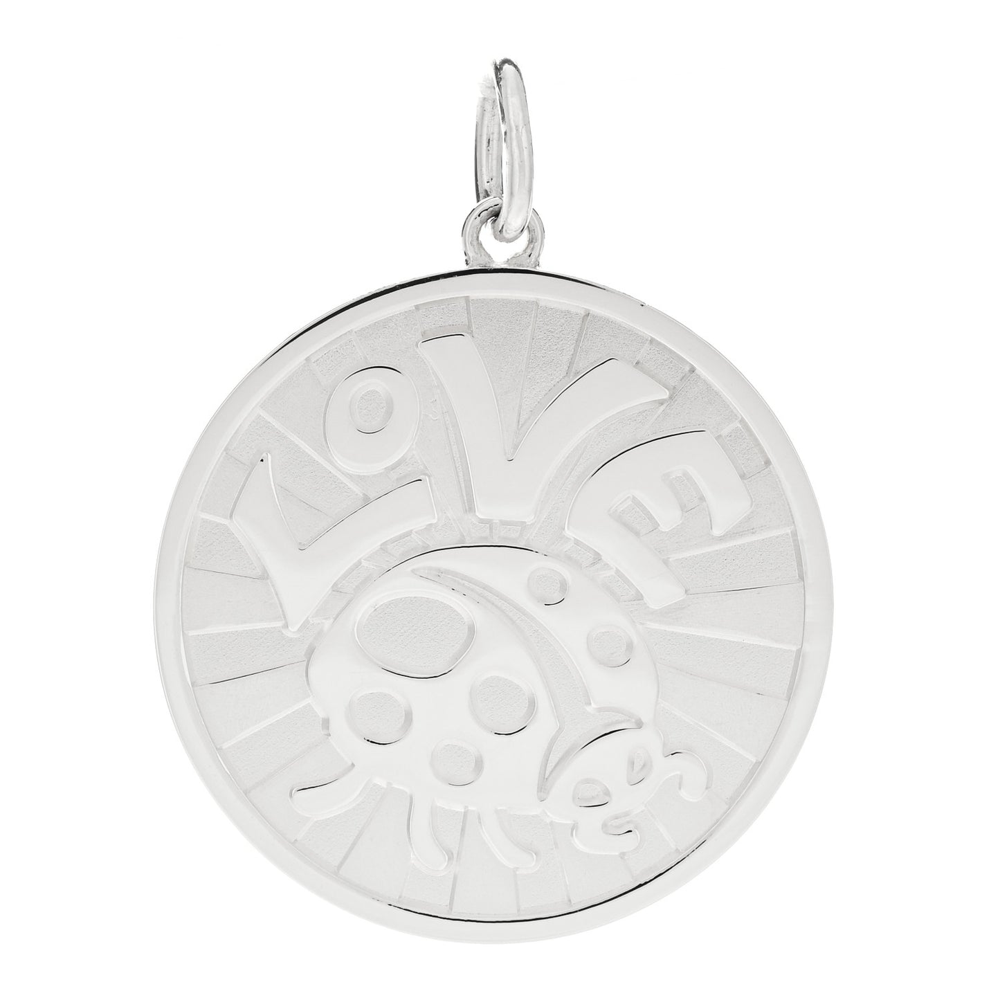 Sterling Silver Love Bugs Round Tag Charm