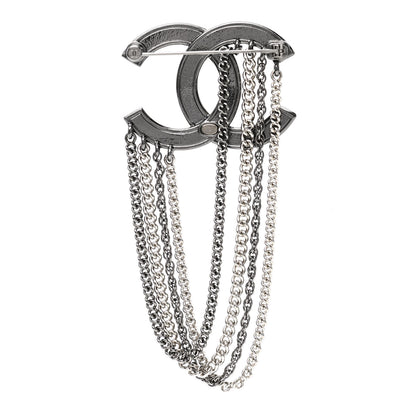 Chanel Ruthenium Crystal Multi Strand Chain CC Brooch Silver 3 of 4