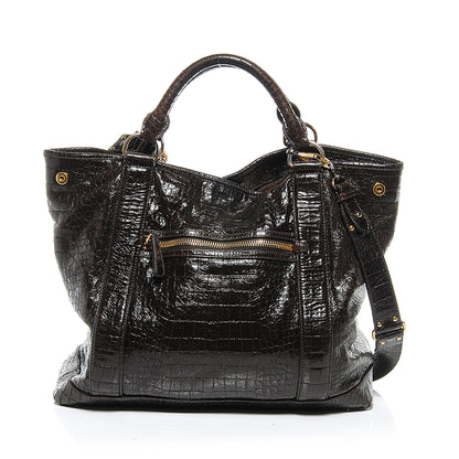Miu Miu Calfskin Crocodile Embossed St Cocco Shopping Tote Moro 4 of 8