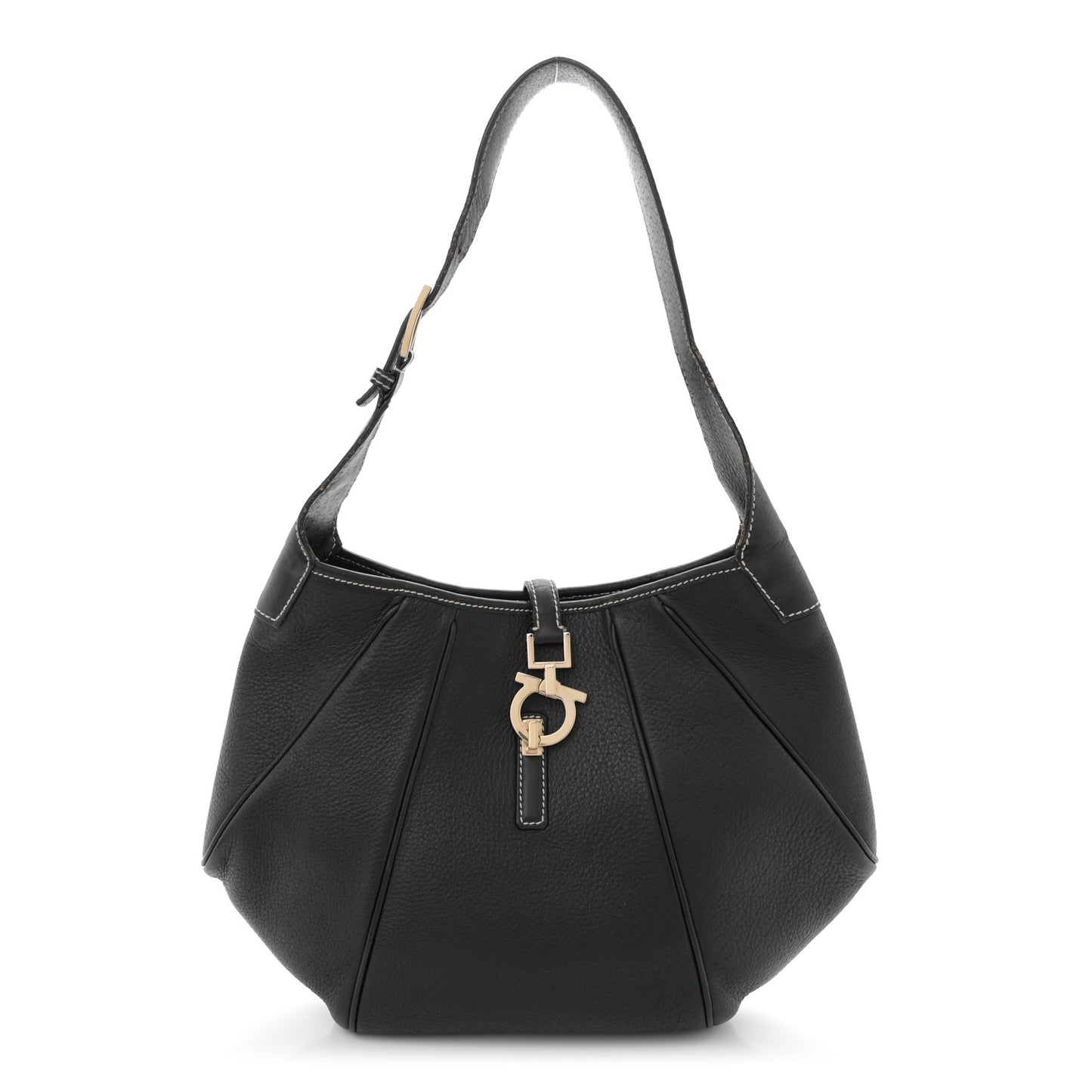 Calfskin Gancini Lock Hobo Black
