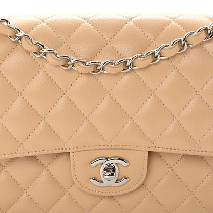 Chanel Caviar Quilted Medium Double Flap Beige 7 of 10
